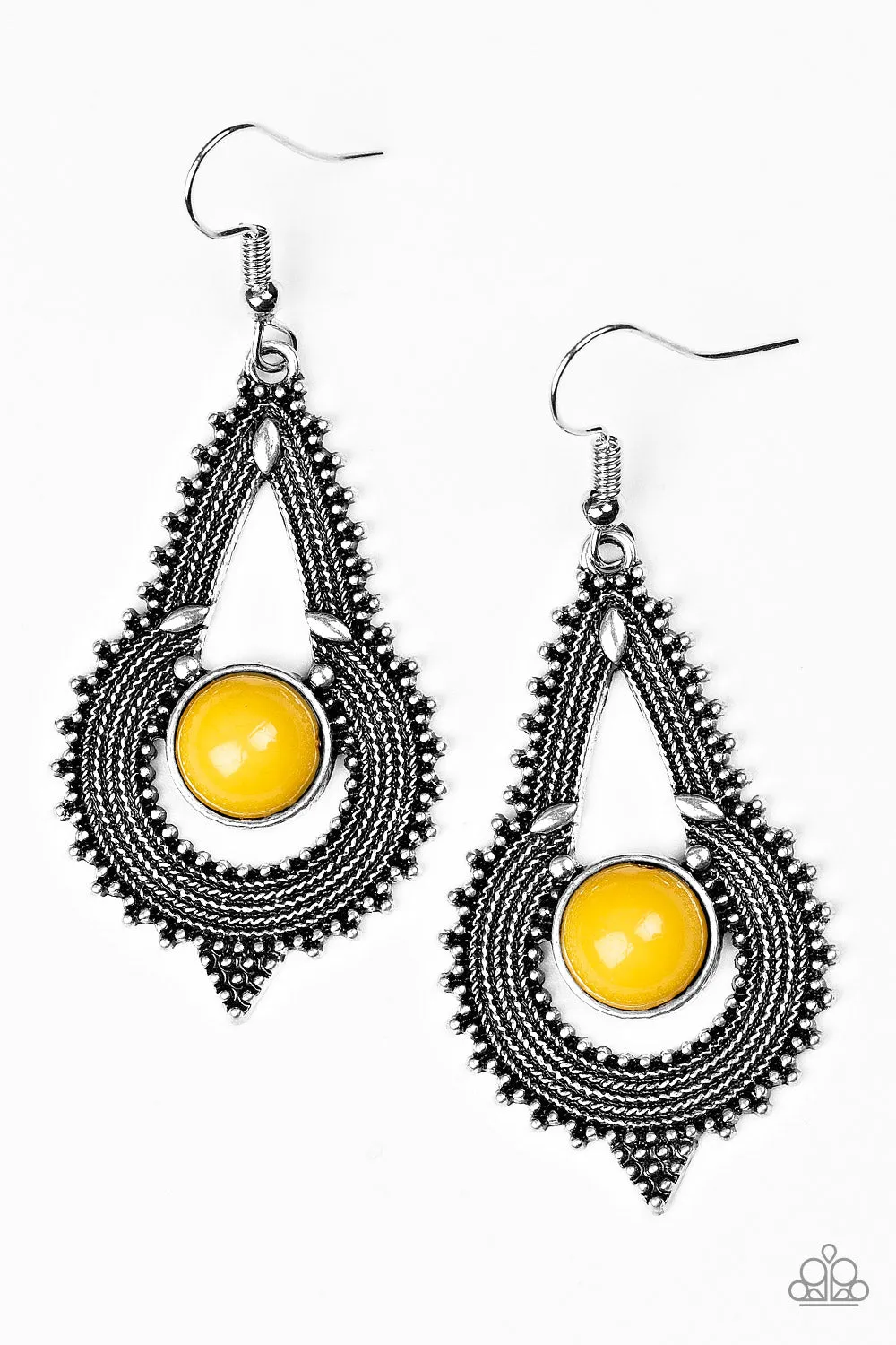 Paparazzi Accessories  - Zoomin Zumba #E294 Bin - Yellow Earrings