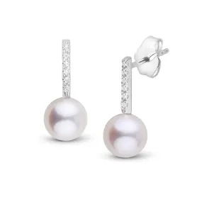 Petite Diamond Bar Collection 6.5-7.0 mm Freshadama Pearl and Diamond Earrings