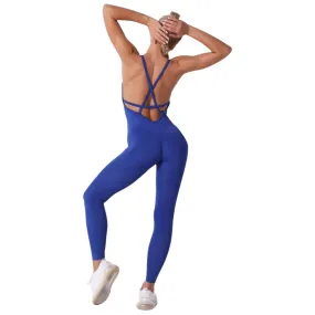 Rose Low Cut Backless Workout Jumpsuit