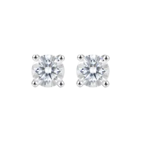 Round Cut Stud Earrings - White Gold