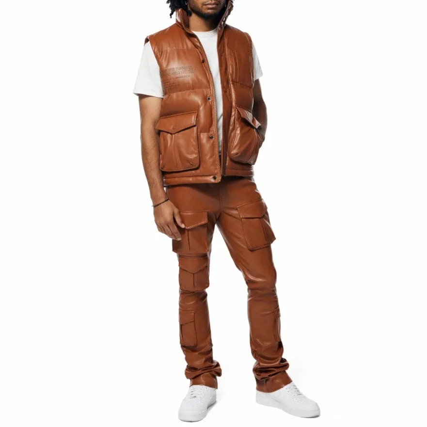 Smoke Rise Utility Vegan Leather Vest (Cognac) WV23685