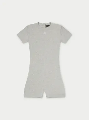 SOFT TOUCH SHORT SLEEVE FITTED UNITARD - GREY MARL