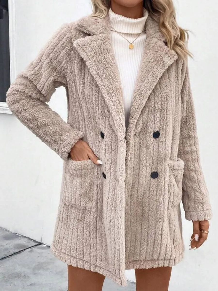 Stay Cozy and Stylish with Women's Fuzzy Apricot Long Coat