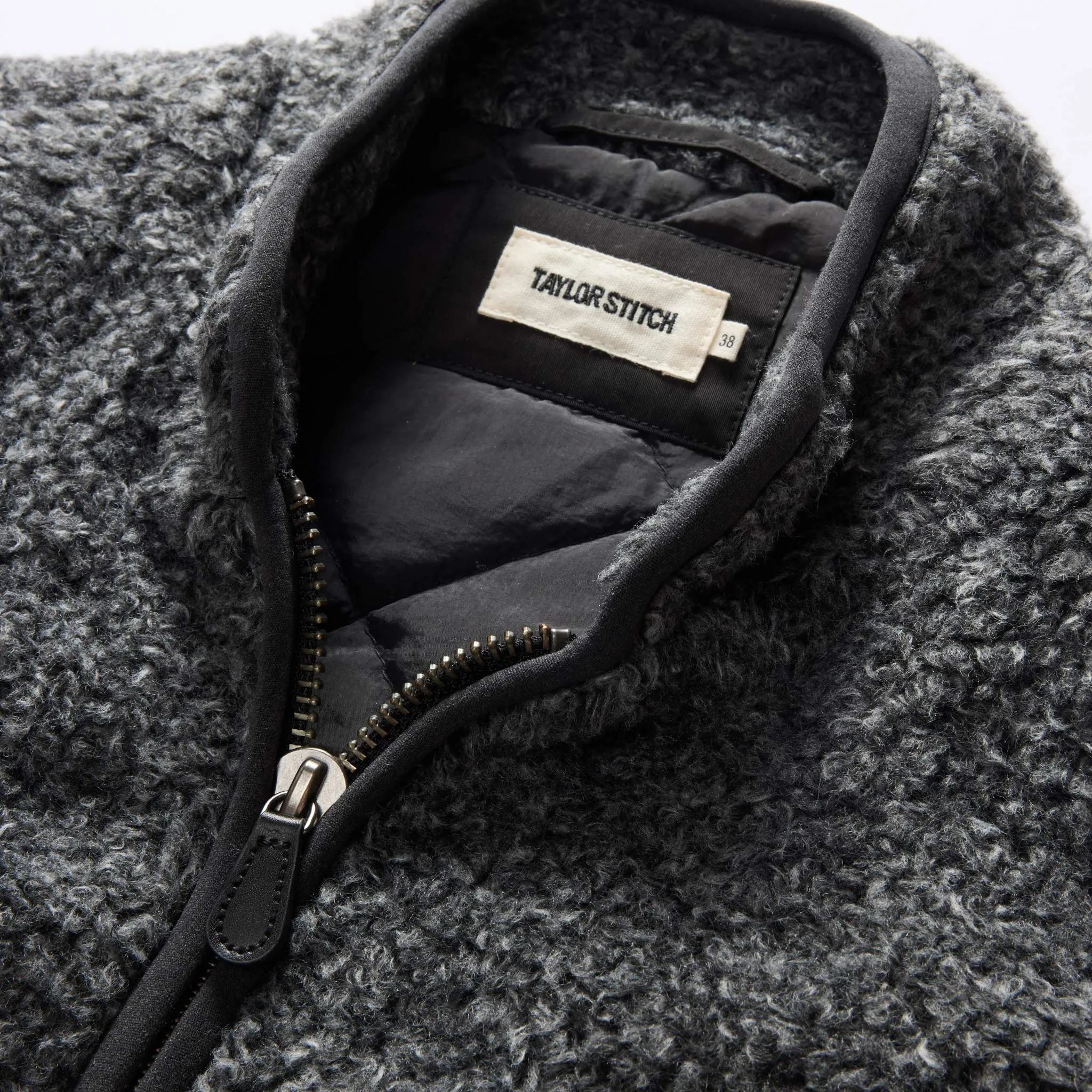 The Port Vest in Coal Marl Boucle Fleece