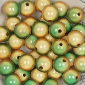 Top Quality 12mm Round Miracle Beads,Green Two-tone color,Sold per pkg of 560 Pcs