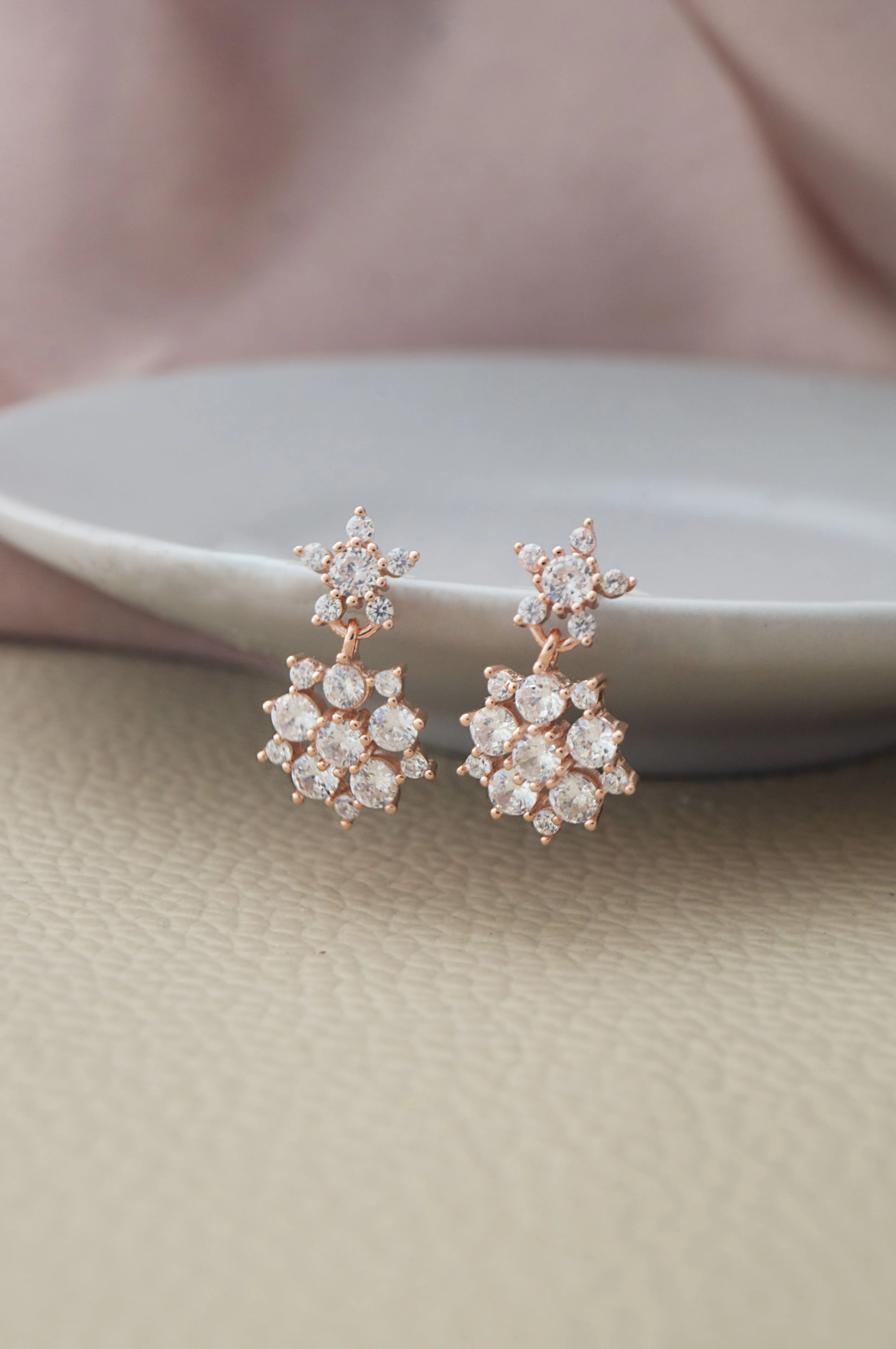 Twinkling Danglers Rose Gold Plated Sterling Silver Earrings