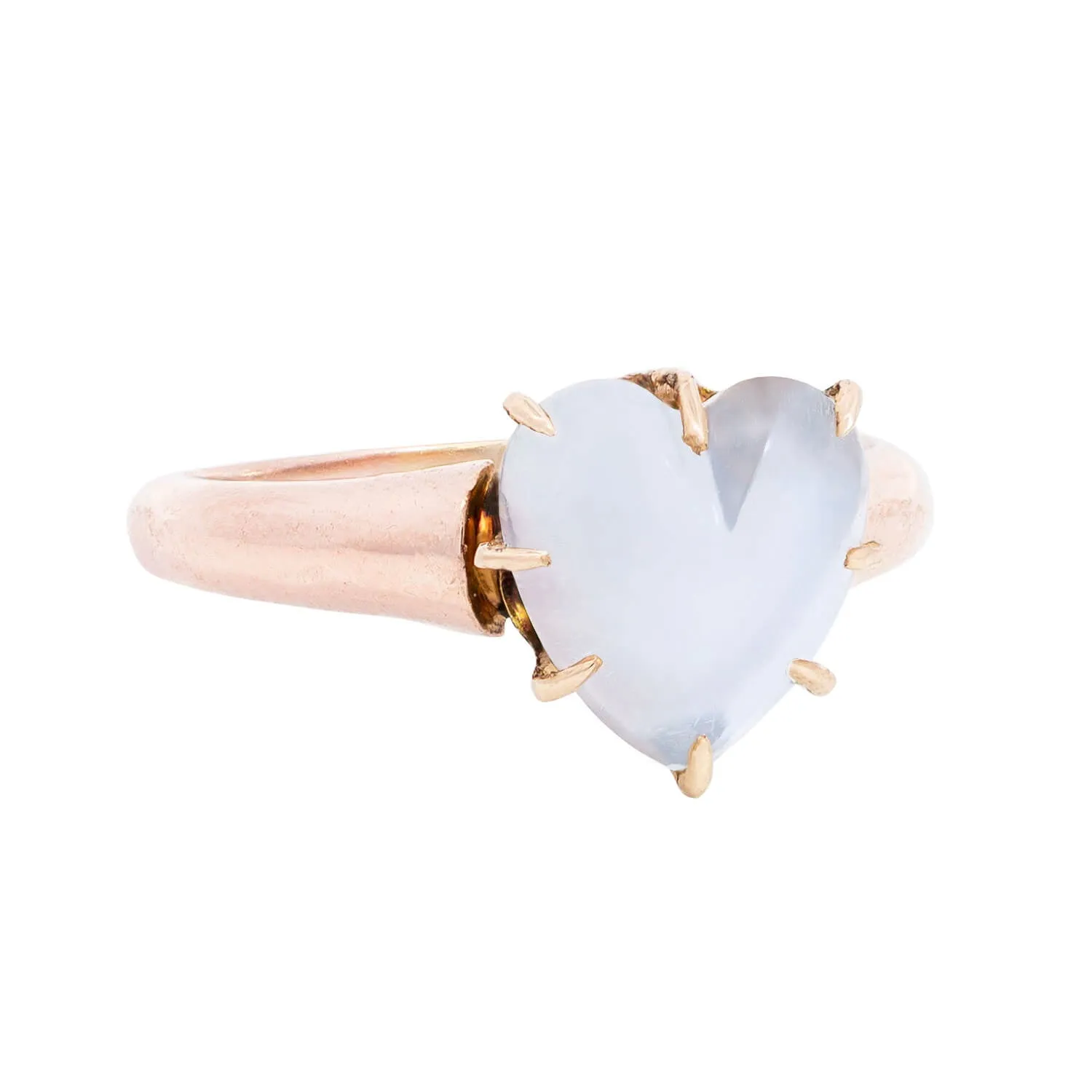 Victorian 14kt Moonstone Heart-Shaped Ring