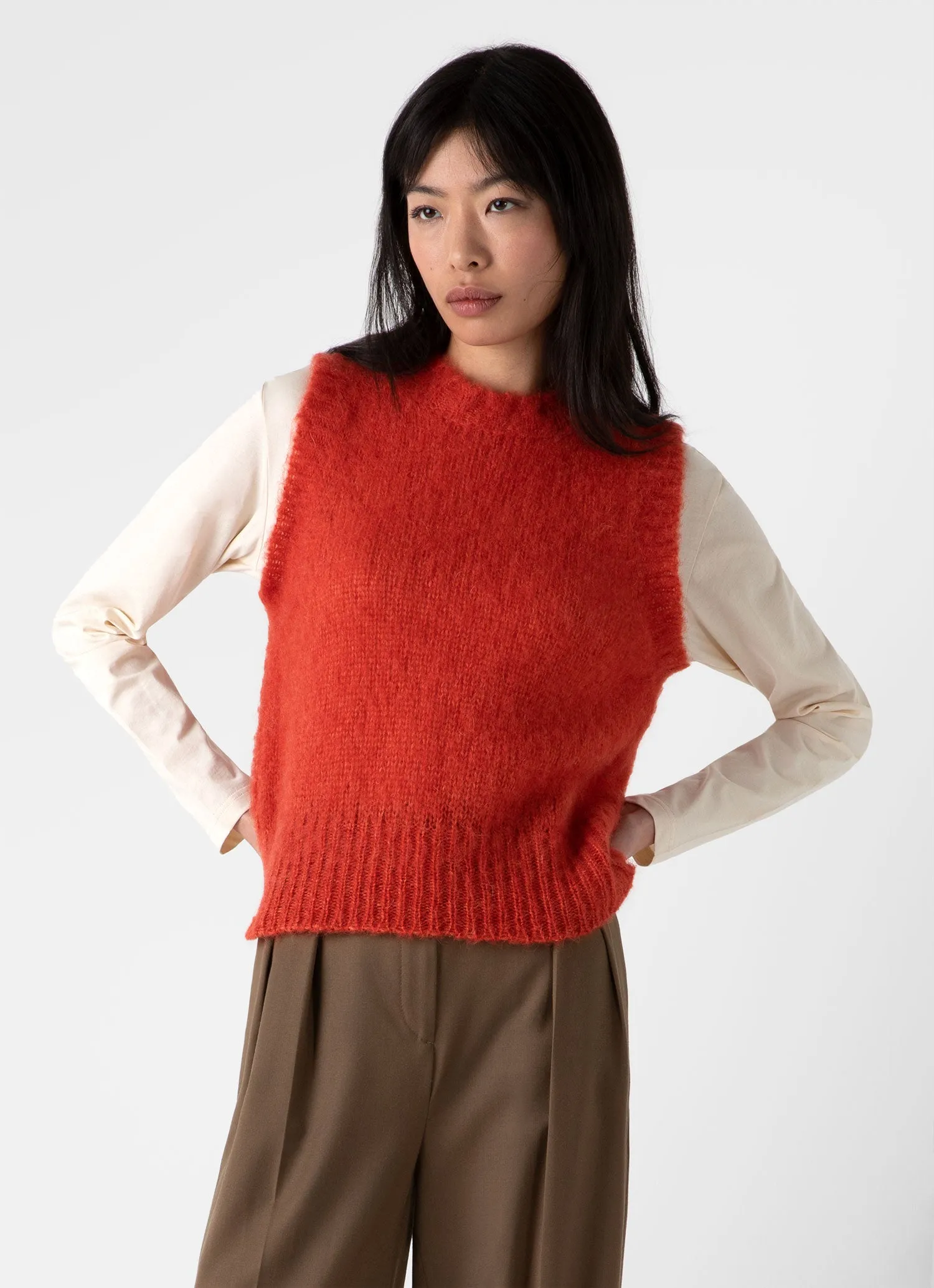 Women's Mohair Vest in Magma