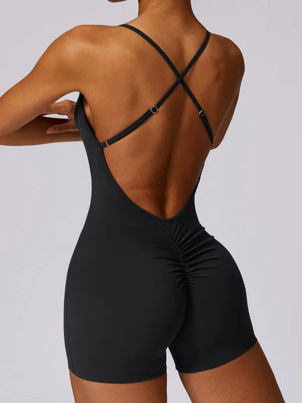 ZASUWA Female Cross Back Scrunch Bum Short Jumpsuit